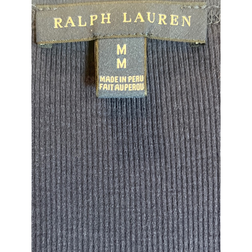 Ralph Lauren Navy Blue Ribbed Pima Cotton Tank Dress Medium Pony Logo Sleeveless - Picture 2 of 4